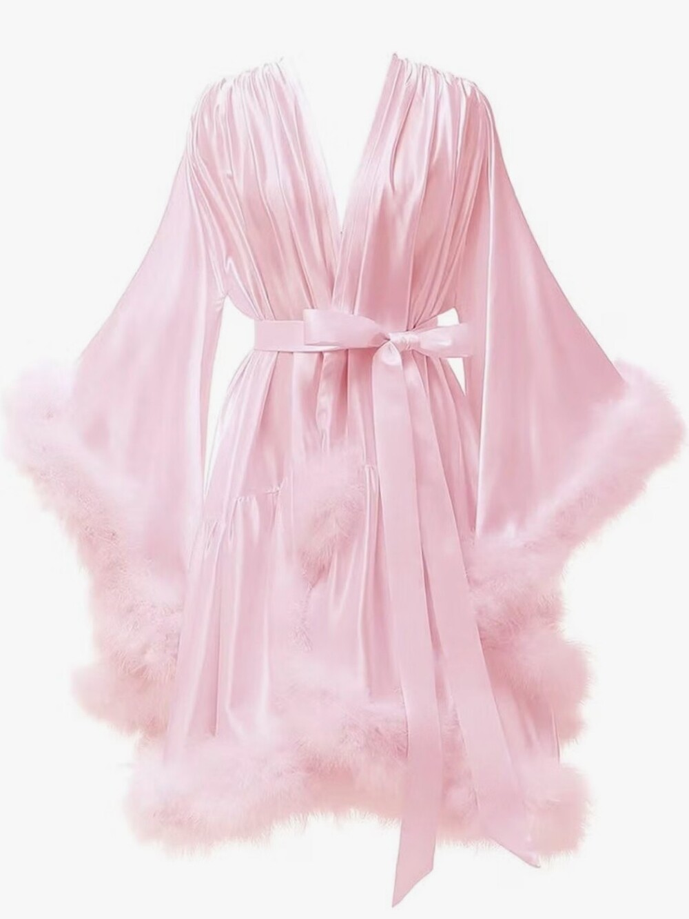 Short Feather Satin Robe
